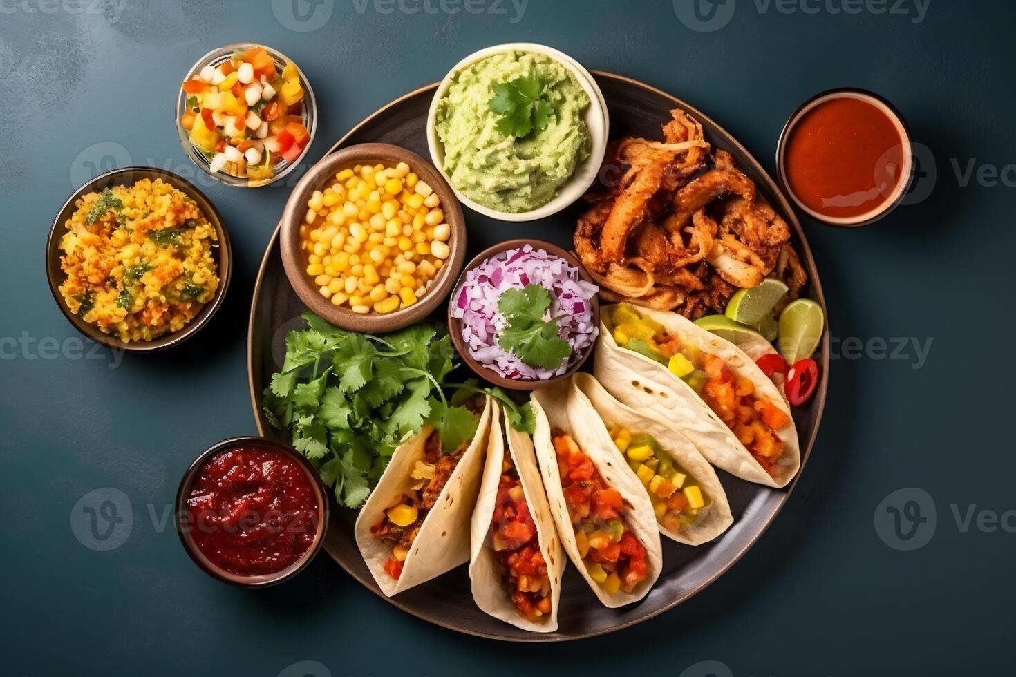AI generated Complete mexican food composition copy space concept generative AI photo