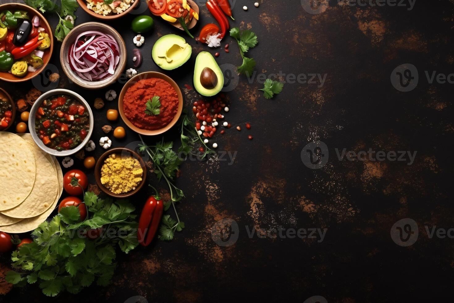 AI generated Complete mexican food composition copy space concept generative AI photo