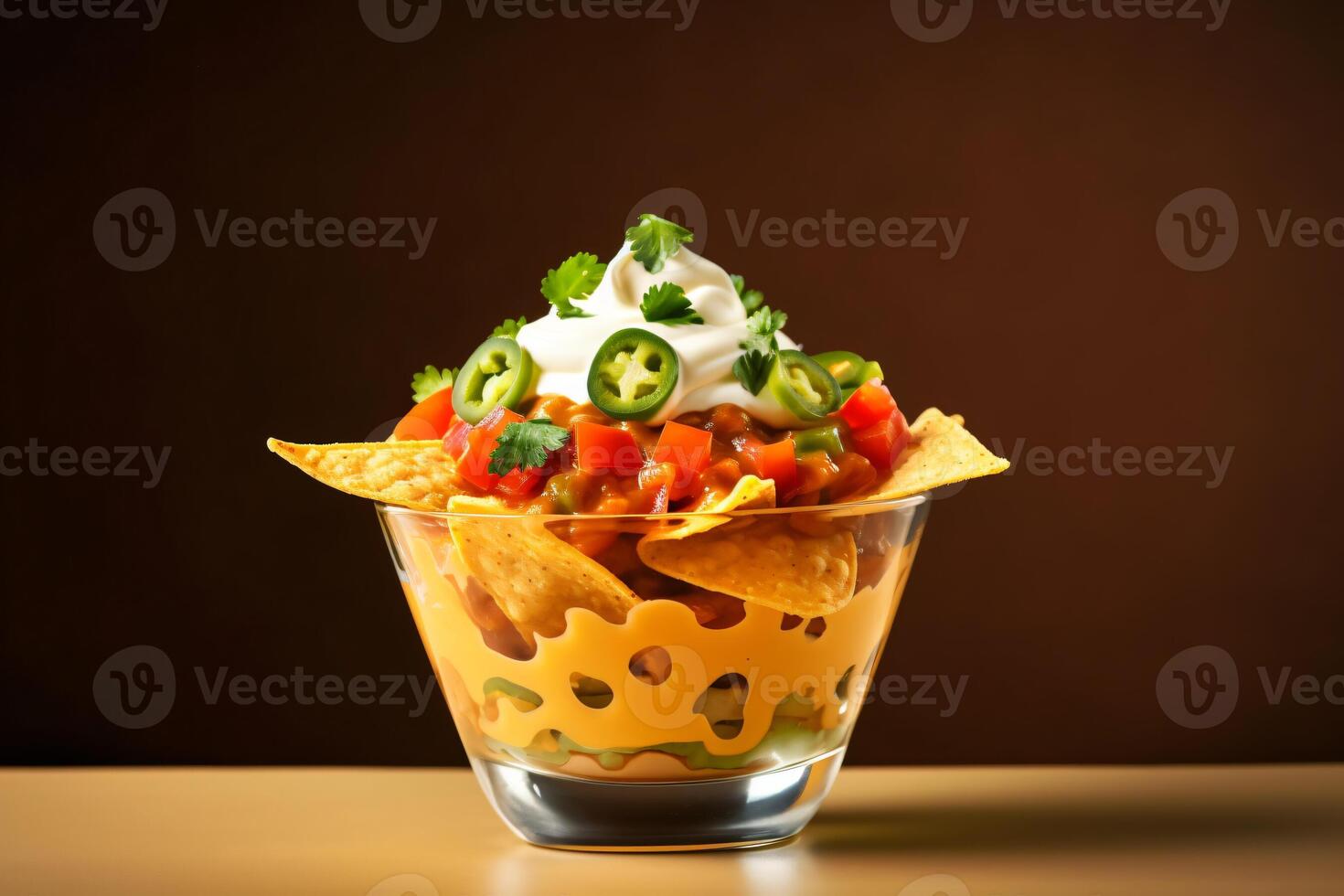 AI generated nacho in cup of garnish copy space concept generative AI photo