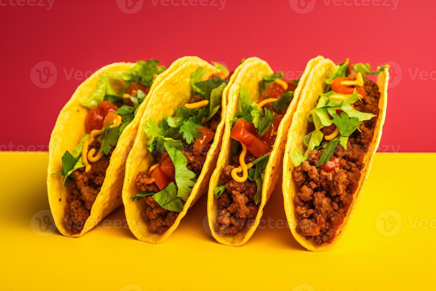 AI generated Traditional mexican tacos with meat and vegetables Generative AI photo