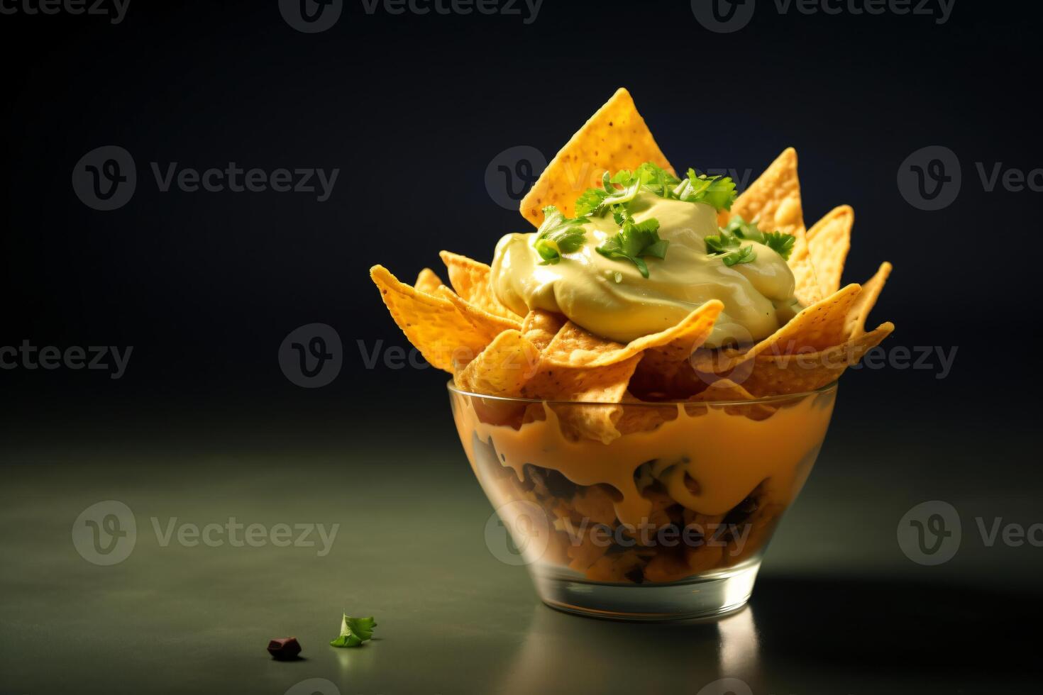 AI generated nacho in cup of garnish copy space concept generative AI photo