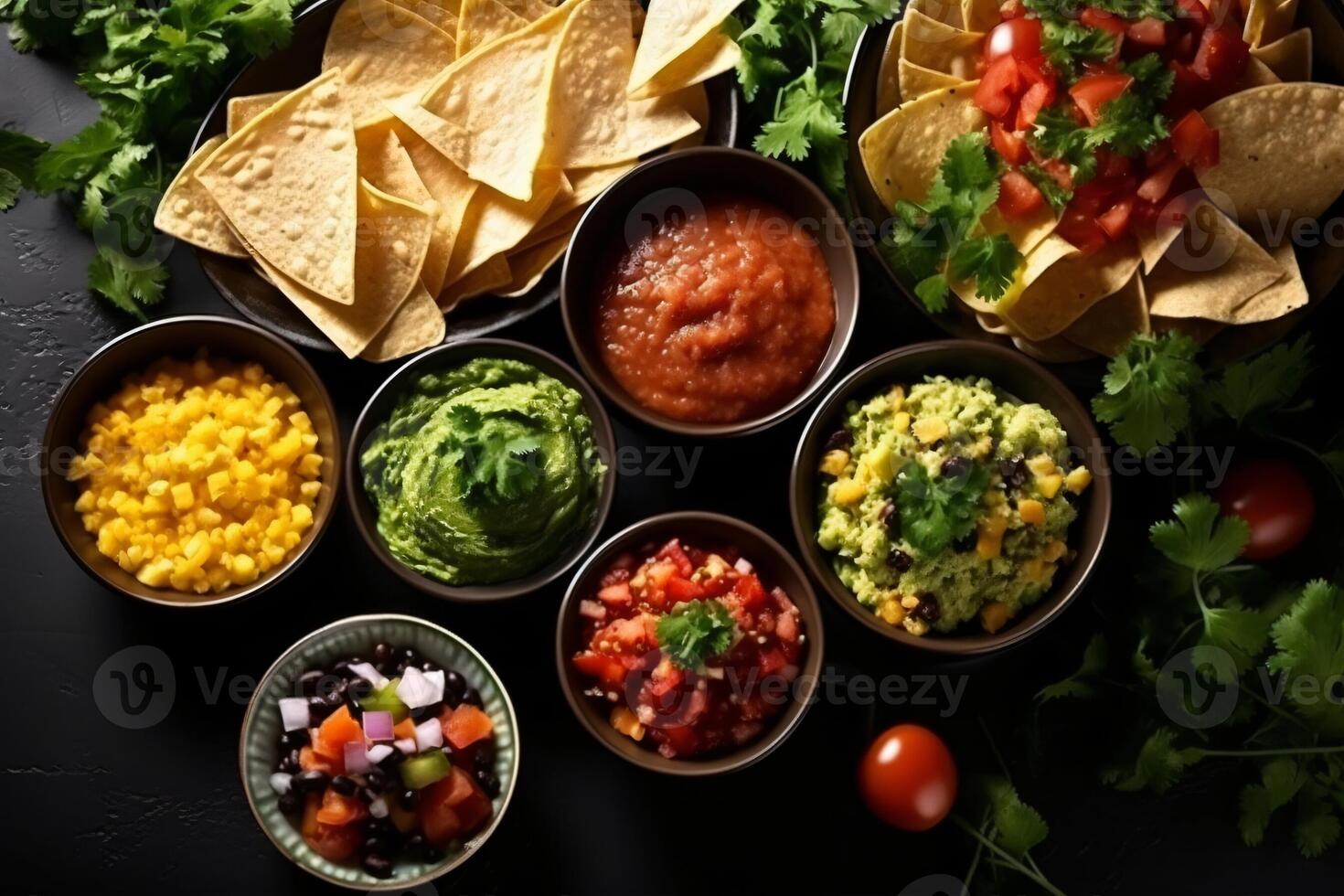 AI generated Complete mexican food composition copy space concept generative AI photo