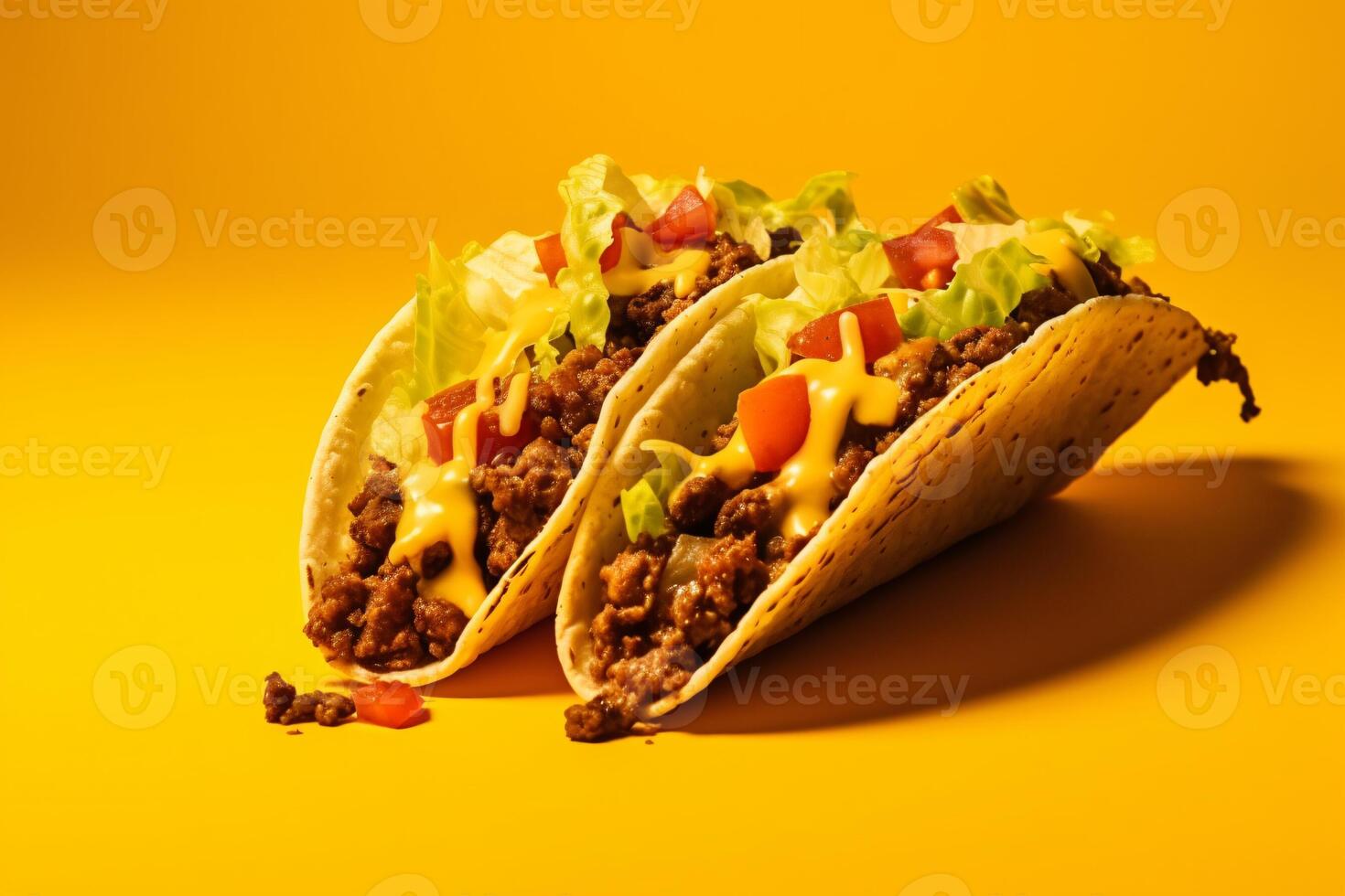 AI generated Traditional mexican tacos with meat and vegetables Generative AI photo