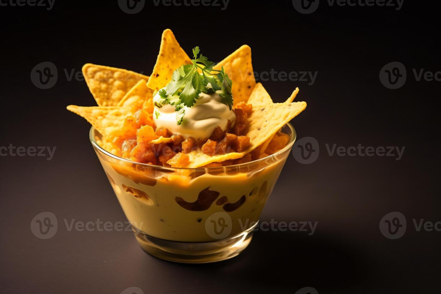 AI generated nacho in cup of garnish copy space concept generative AI photo