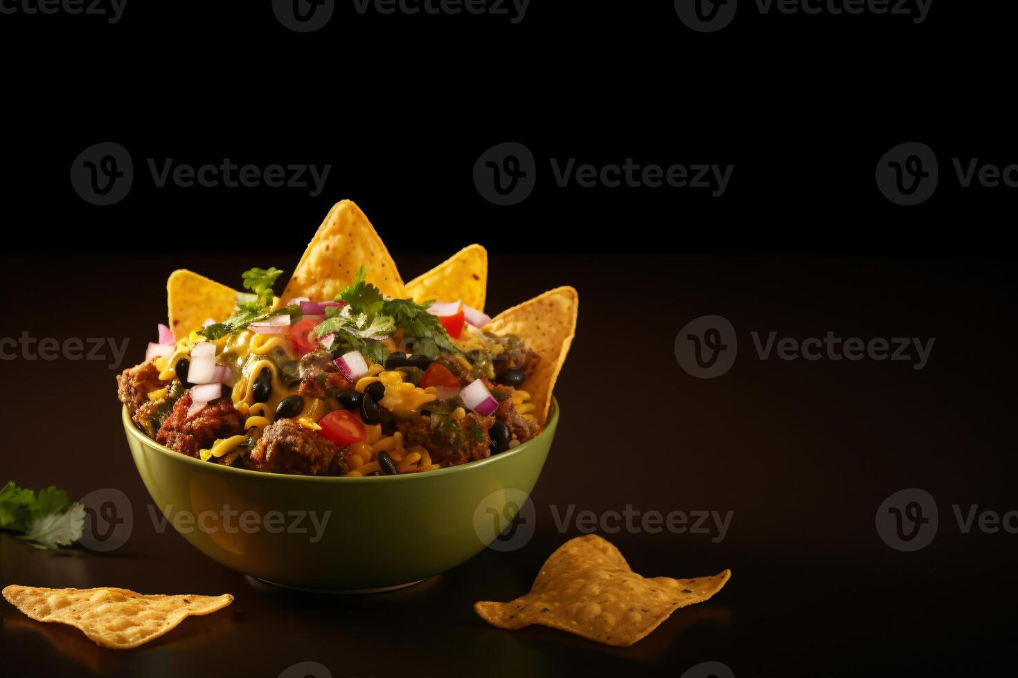 AI generated nacho in cup of garnish copy space concept generative AI photo