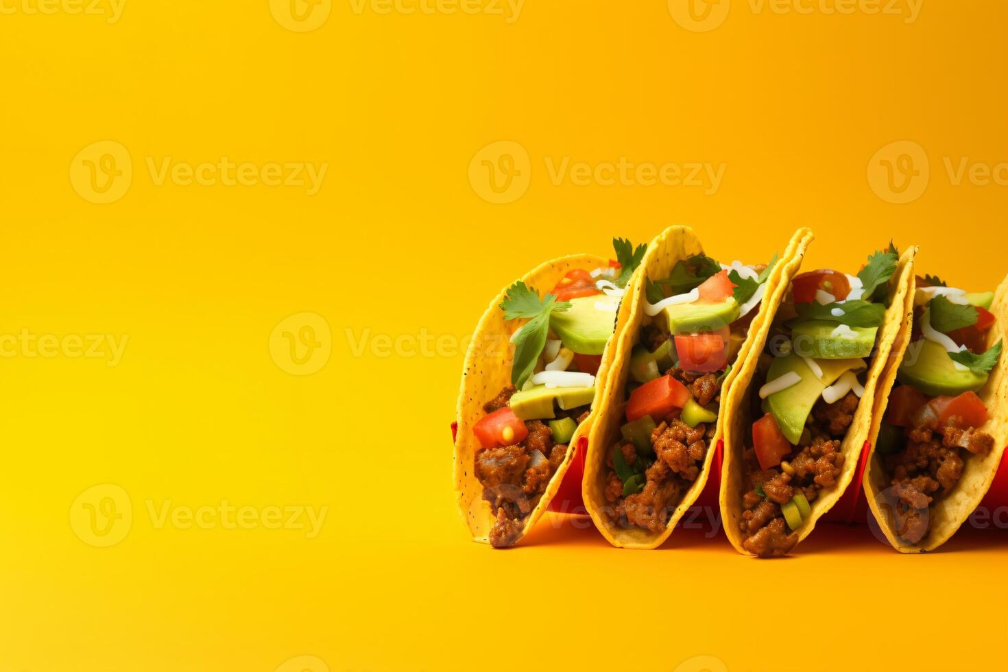 AI generated Traditional mexican tacos with meat and vegetables Generative AI photo