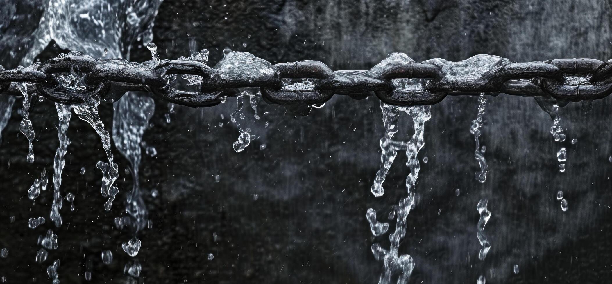 AI generated a chain with drops of water coming off of it photo