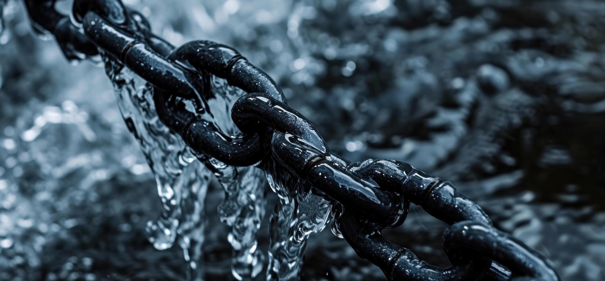 AI generated a chain with drops of water coming off of it photo