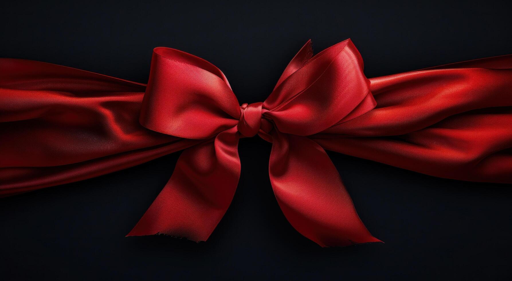 AI generated a bow with a red ribbon on a dark background photo