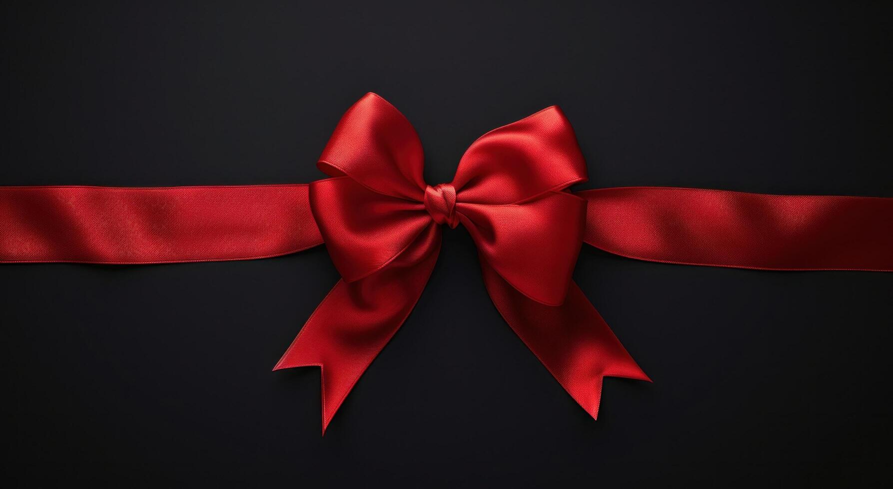 AI generated a bow with a red ribbon on a dark background photo