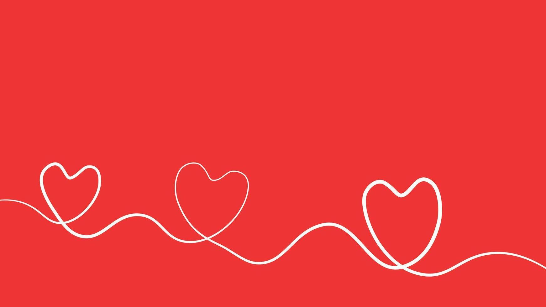 Valentine minimalist drawing love symbol background in red and white. vector