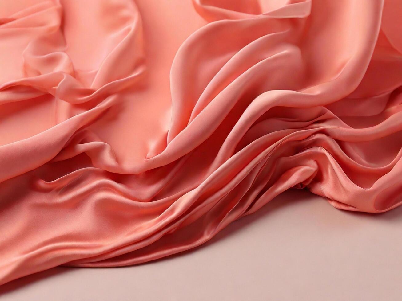 AI generated Coral color silk combination wavy background photo