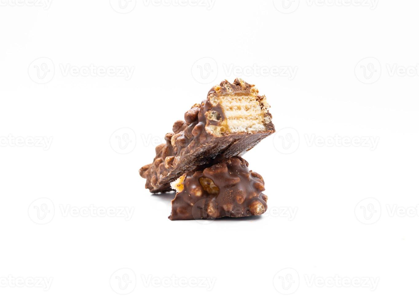 Chocolate wafer isolated on white background. After some edits. photo