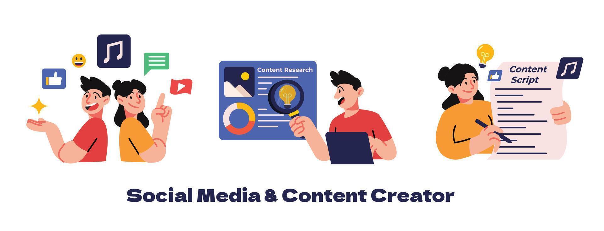 Social Media and Content Creator Illustration vector