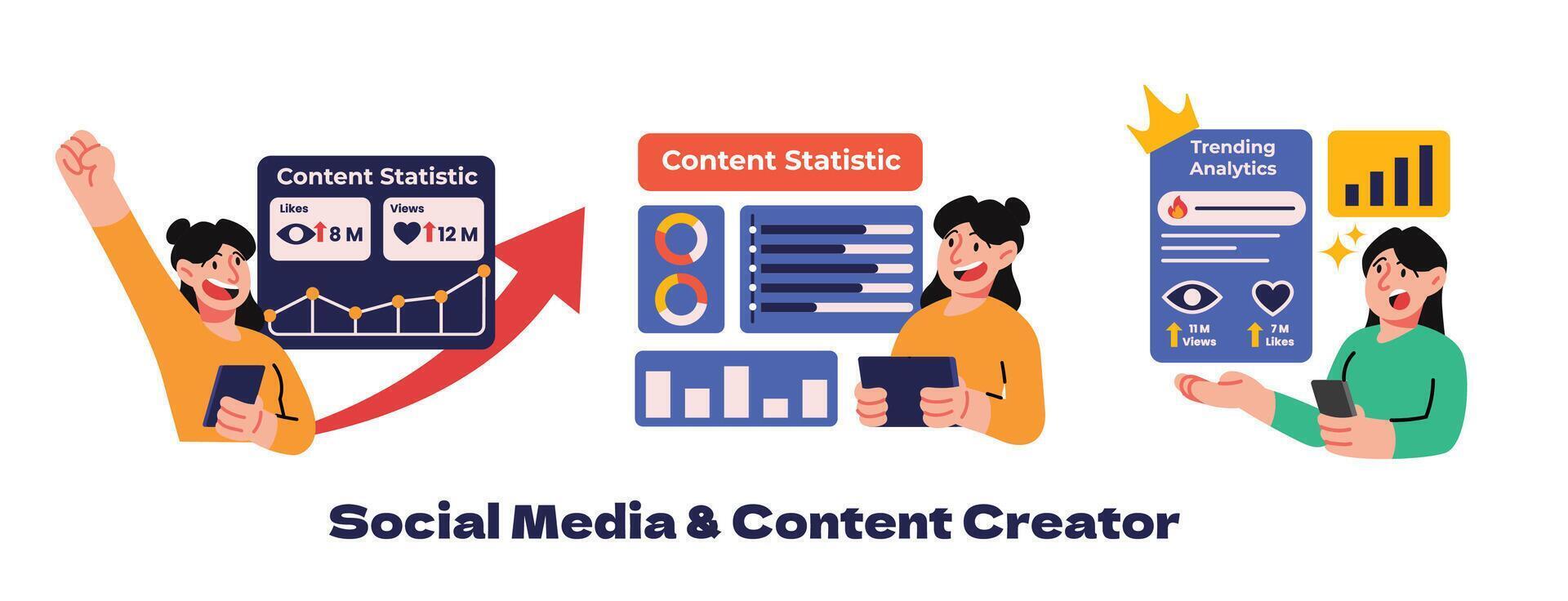 Social Media and Content Creator Illustration vector