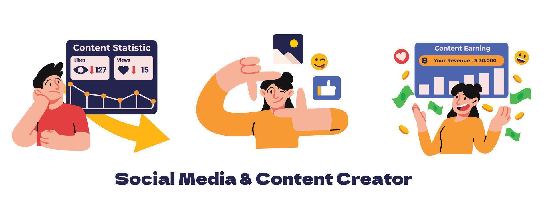 Social Media and Content Creator Illustration vector