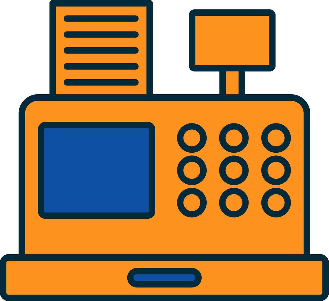 Cash Register Line Filled Two Colors Icon vector