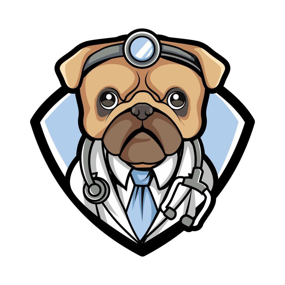 pug dog doctor mascot logo vector