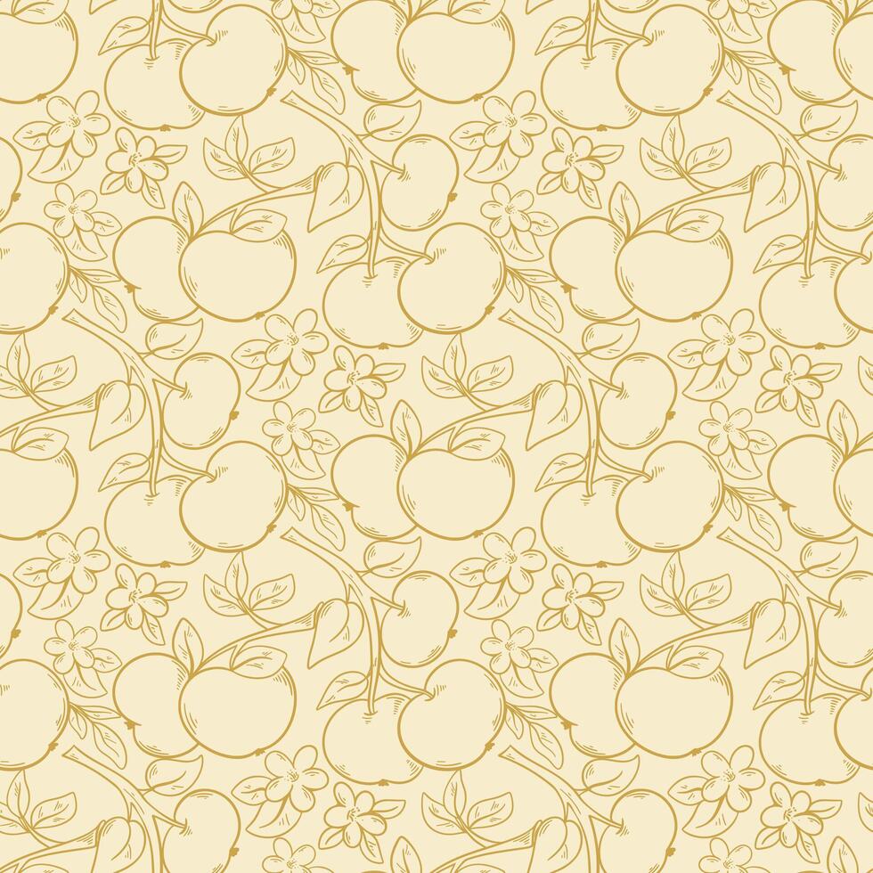 Golden apples seamless botanical pattern vector