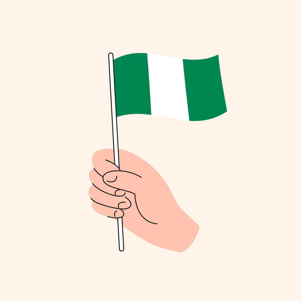 dibujos animados mano participación nigeriano bandera, aislado vector diseño