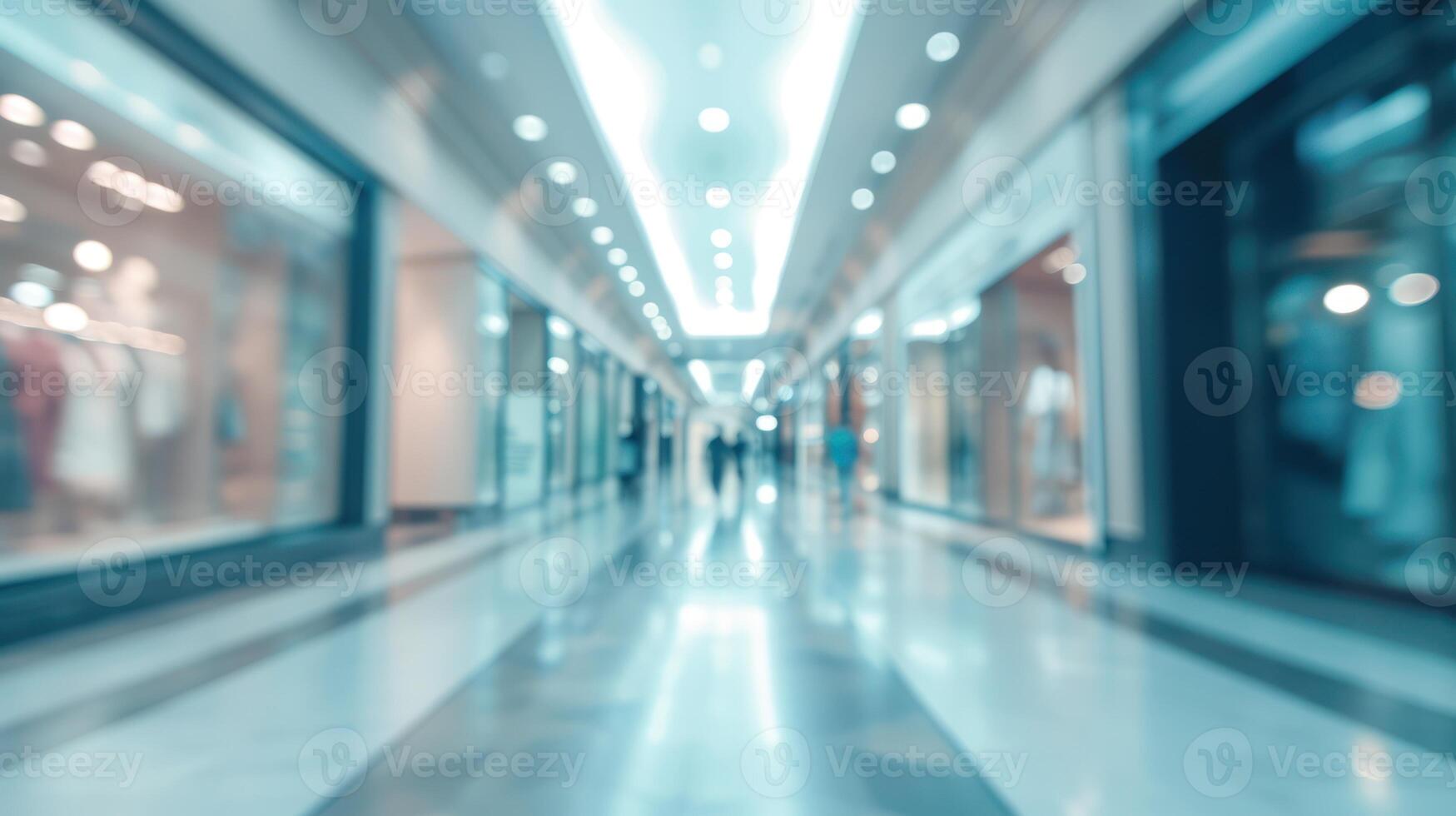 AI generated Generative AI, empty shopping mall as blurred abstract background photo