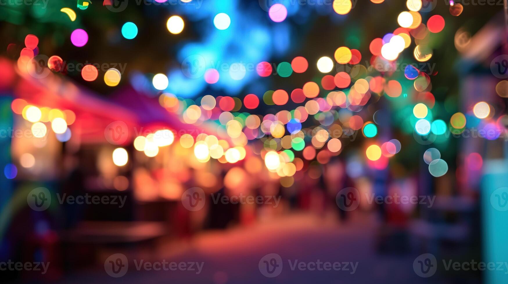 AI generated Generative AI, Food truck street festival, blurred lights background, atmospheric bokeh, muted colors photo
