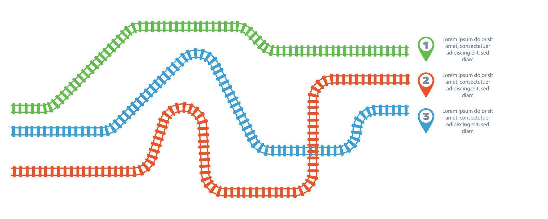 Railroad tracks, railway simple icon, rail track direction, train tracks colorful vector illustrations. Infographic elements, simple illustration on a white background.
