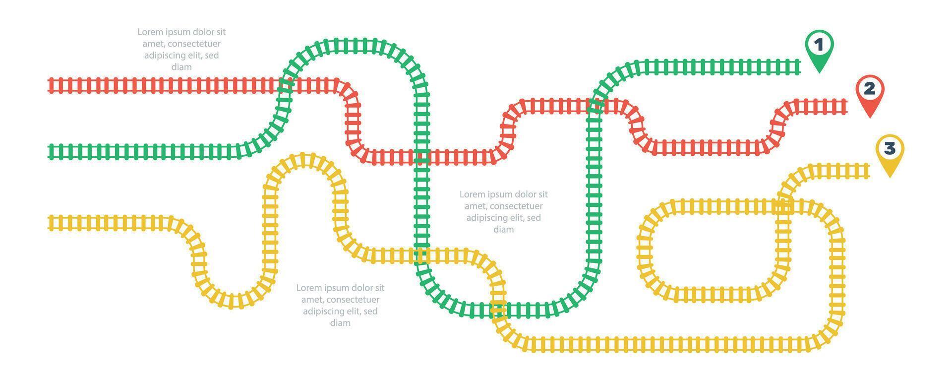 Railroad tracks, railway simple icon, rail track direction, train tracks colorful vector illustrations. Infographic elements, simple illustration on a white background.