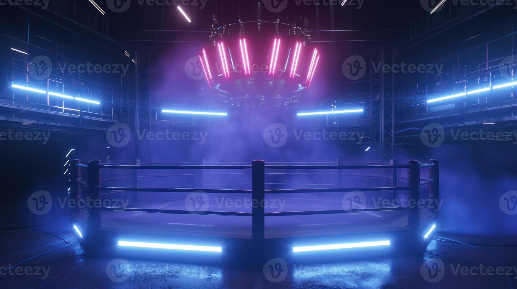 AI generated Generative AI, professional boxing ring with spotlights and smokey background, martial arts sport photo