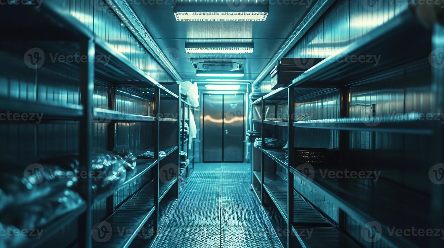 AI generated Generative AI, Temperature-controlled refrigerated storage, cold warehouse, commercial refrigeration equipment photo