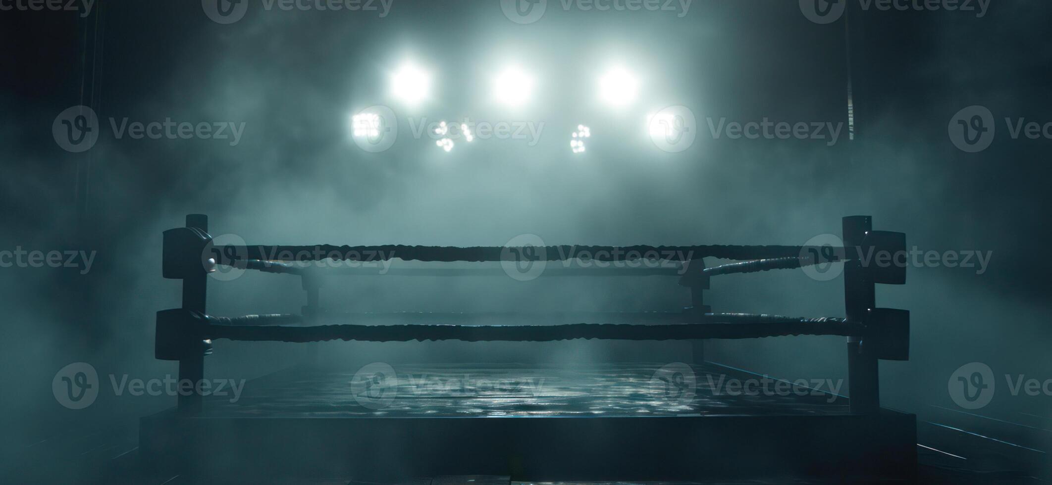 AI generated Generative AI, professional boxing ring with spotlights and smokey background, martial arts sport photo