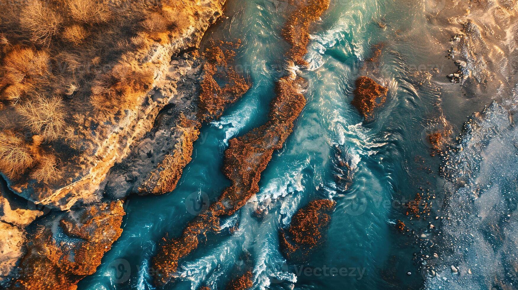 AI generated Generative AI, aerial view of labyrinth waterways, drone photo, beautiful landscape photo