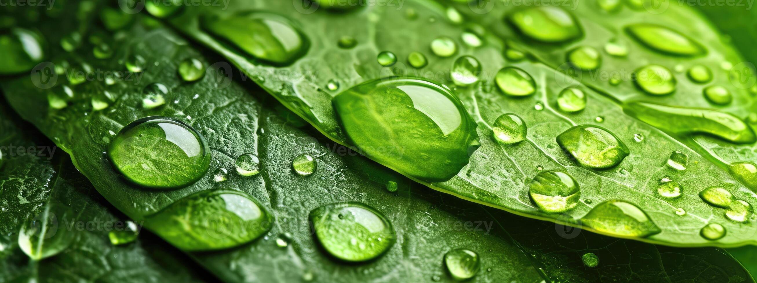 AI generated Generative AI, macro texture of green leaf with water drops, green foliage texture, ecology background photo