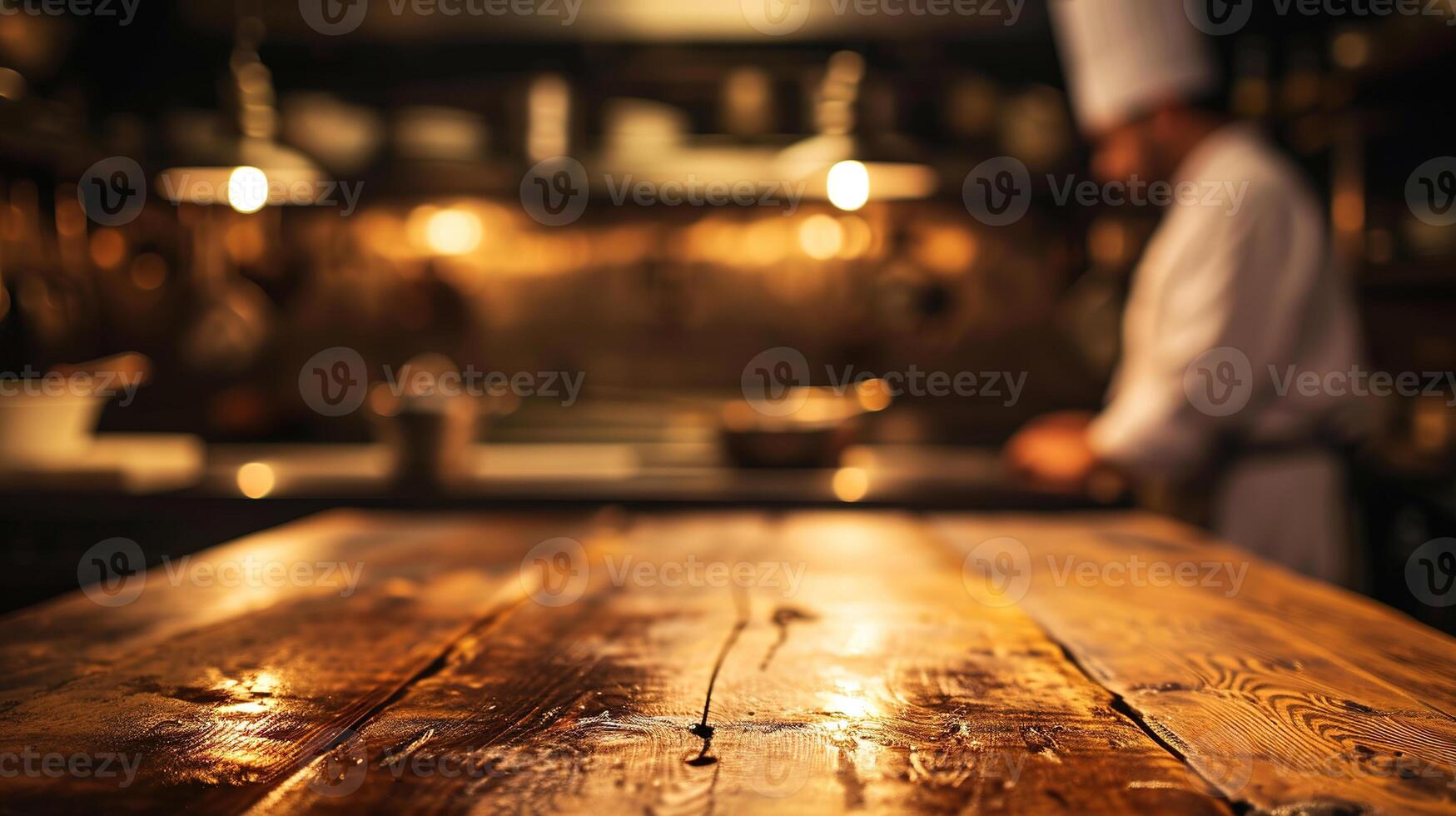 AI generated Generative AI, busy chefs working on the restaurant kitchen , blurred background photo