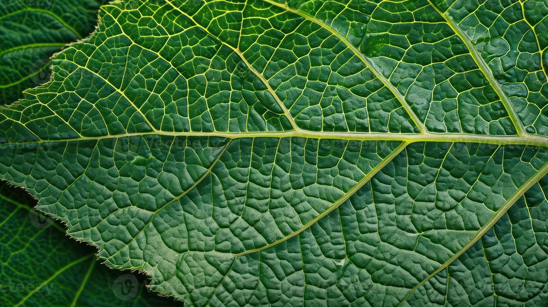 AI generated Generative AI, macro texture of green leaf veins, green foliage texture, ecology background photo
