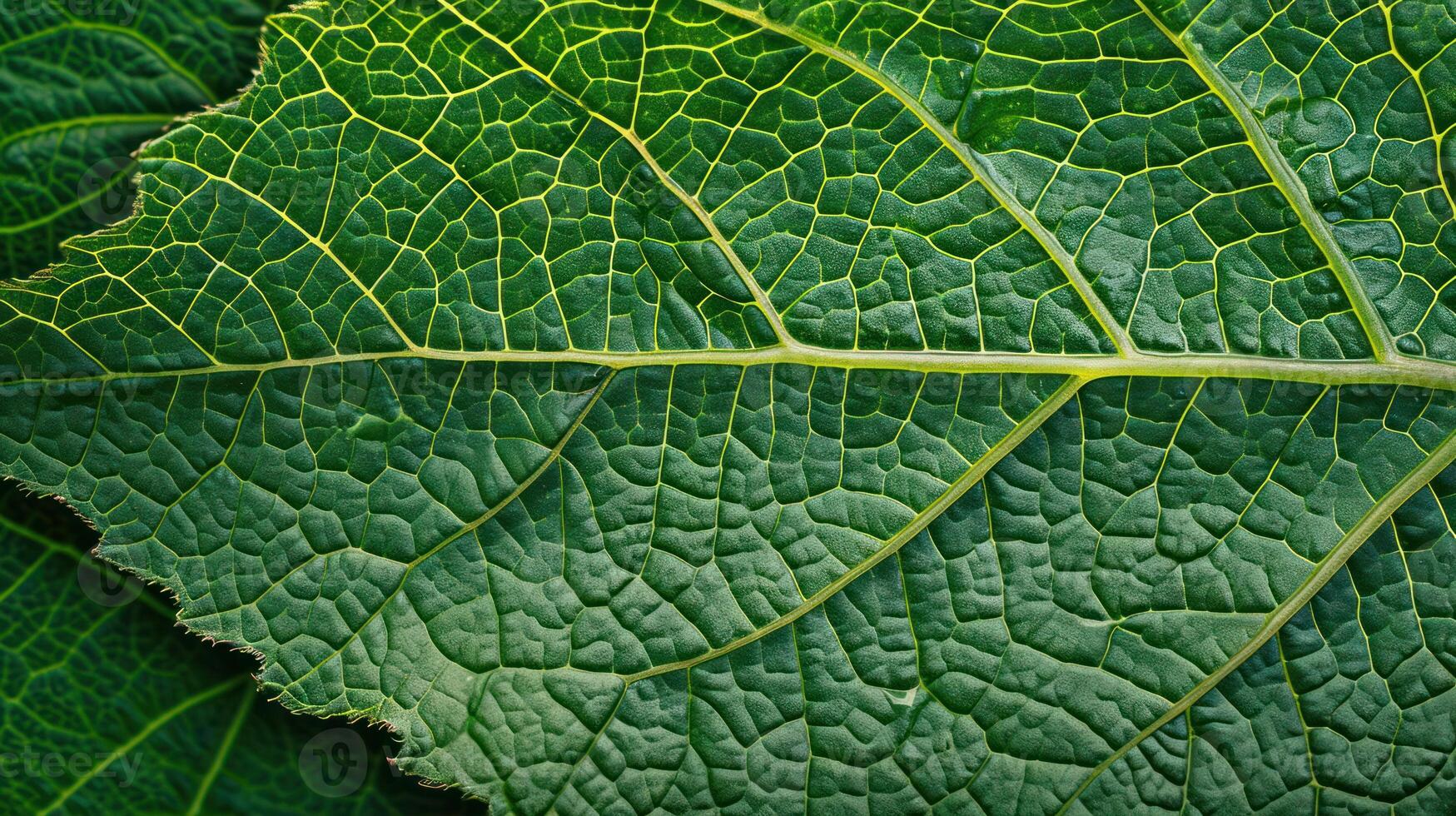 ai generado generativo ai, macro textura de verde hoja venas, verde follaje textura, ecología antecedentes foto