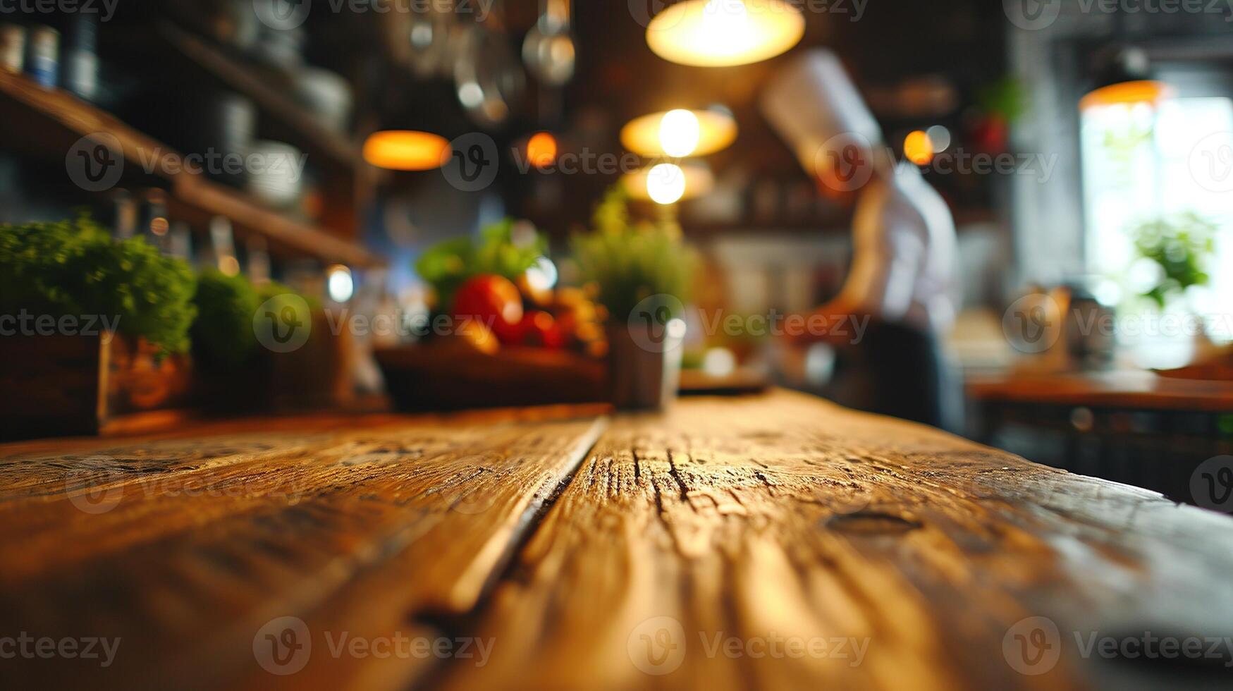 ai generado generativo ai, ocupado cocineros trabajando en el restaurante cocina , borroso antecedentes foto