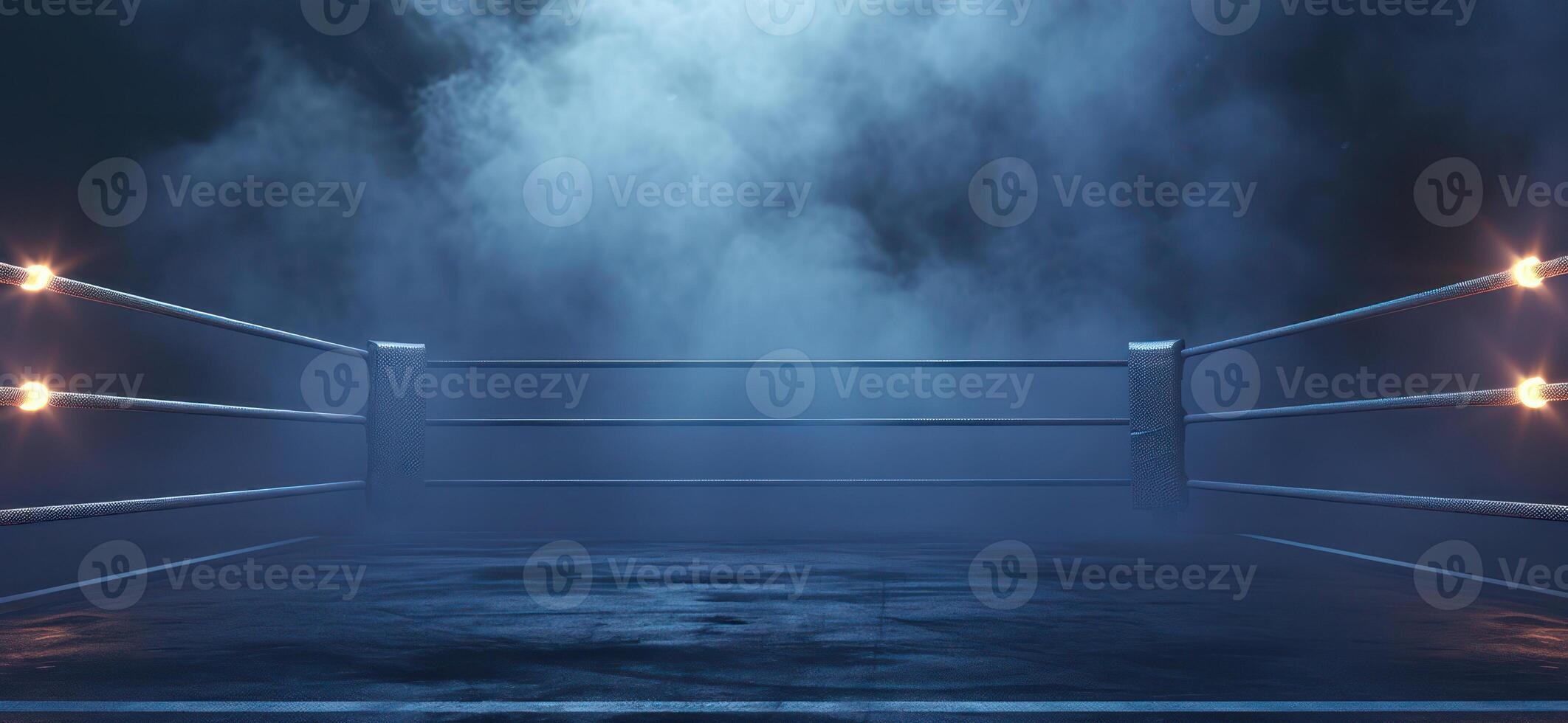 AI generated Generative AI, professional boxing ring with spotlights and smokey background, martial arts sport photo