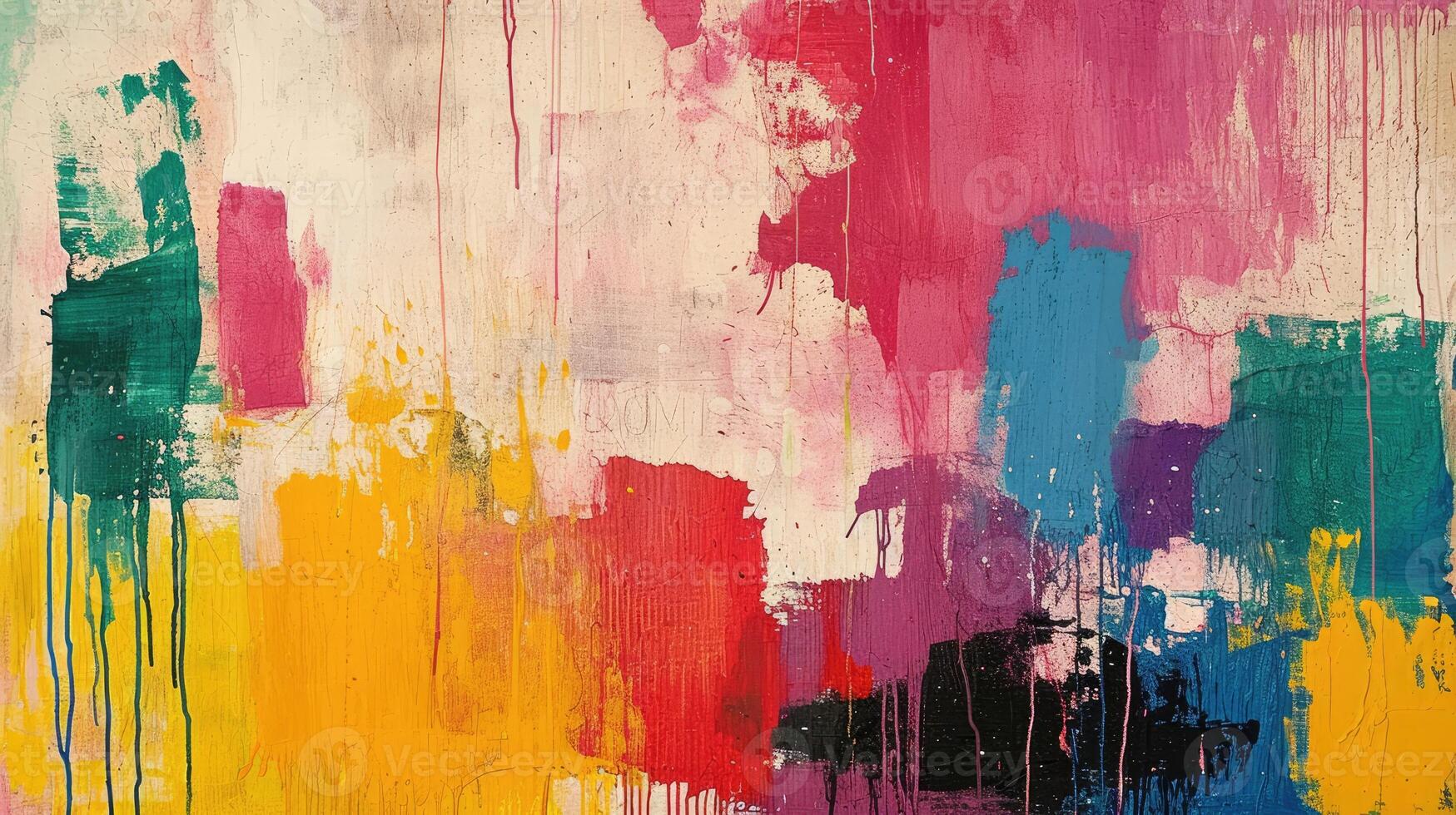 AI generated Generative AI, grunge colorful paint on canvas background. Different textures and shapes photo