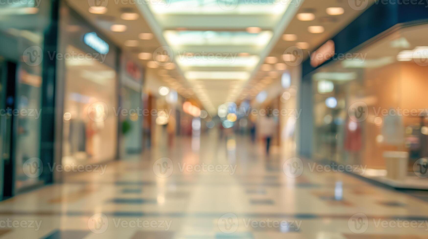 AI generated Generative AI, empty shopping mall as blurred abstract background photo