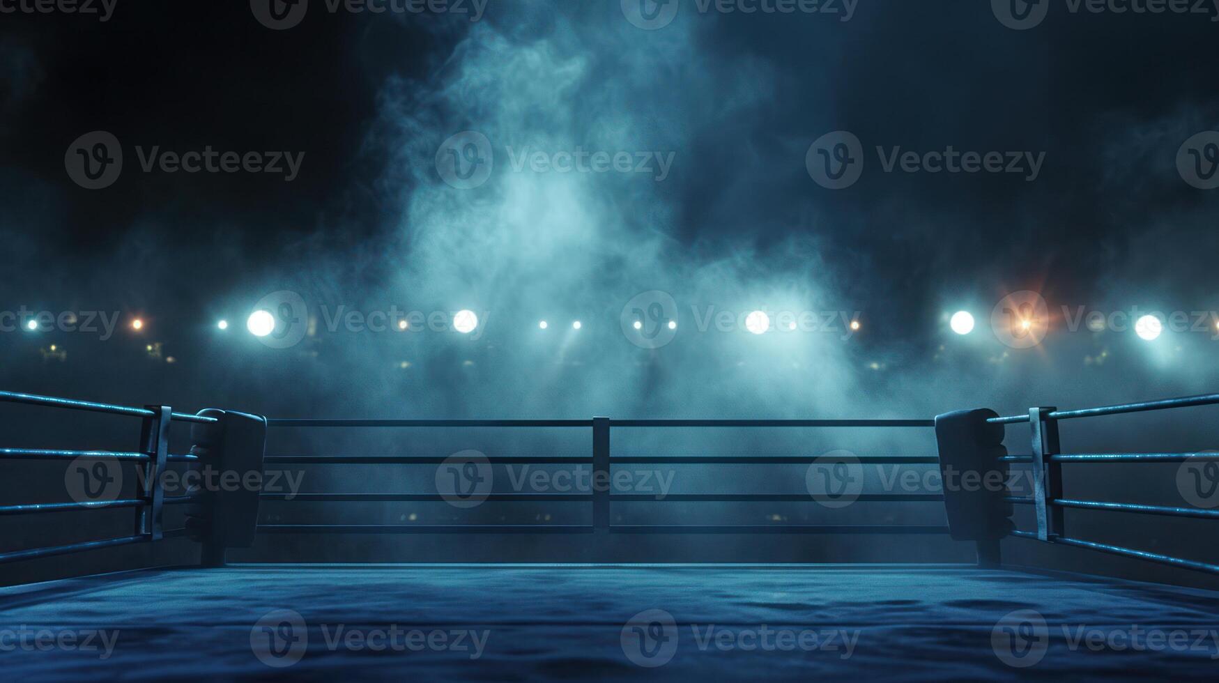 AI generated Generative AI, professional boxing ring with spotlights and smokey background, martial arts sport photo