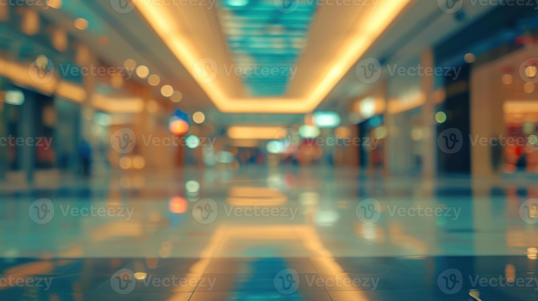 AI generated Generative AI, empty shopping mall as blurred abstract background photo