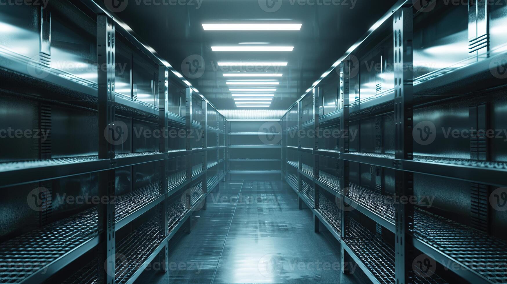 AI generated Generative AI, Temperature-controlled refrigerated storage, cold warehouse, commercial refrigeration equipment photo