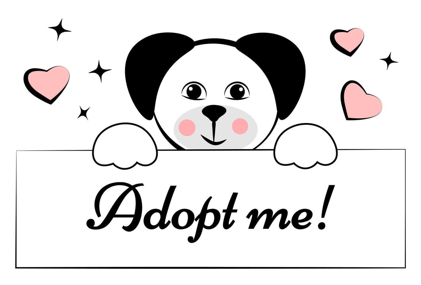 Adopt me. Dog with poster. Doodle. Adoption vector