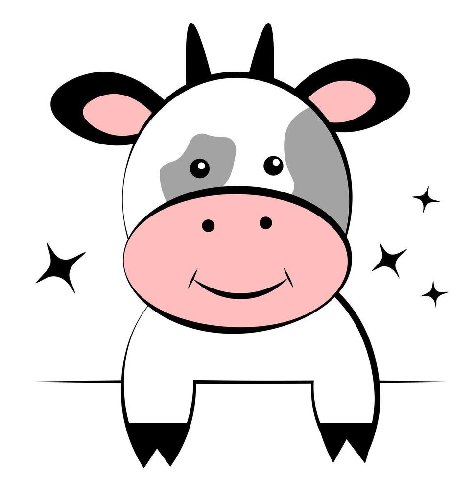 Cute cow on white background vector