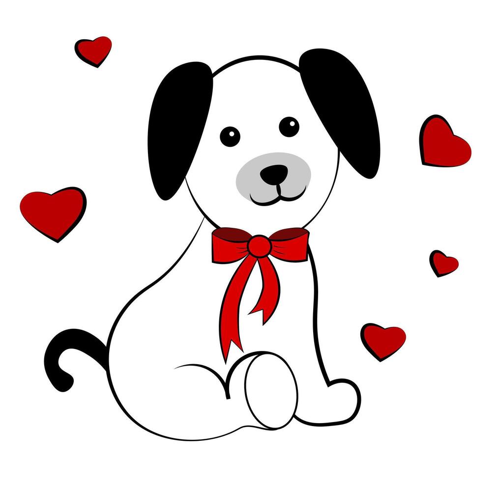 Dog on a white background. Doodle vector