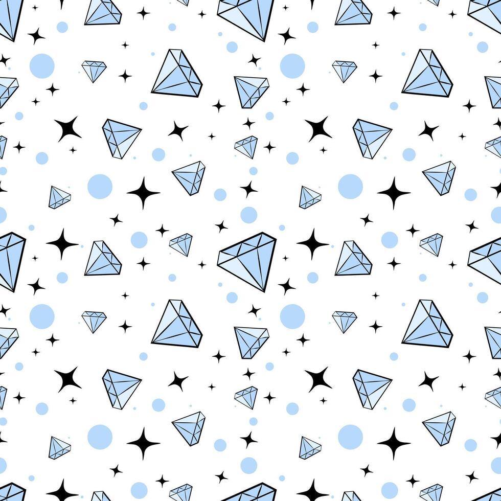 Seamless pattern with diamonds on white background. Doodle vector
