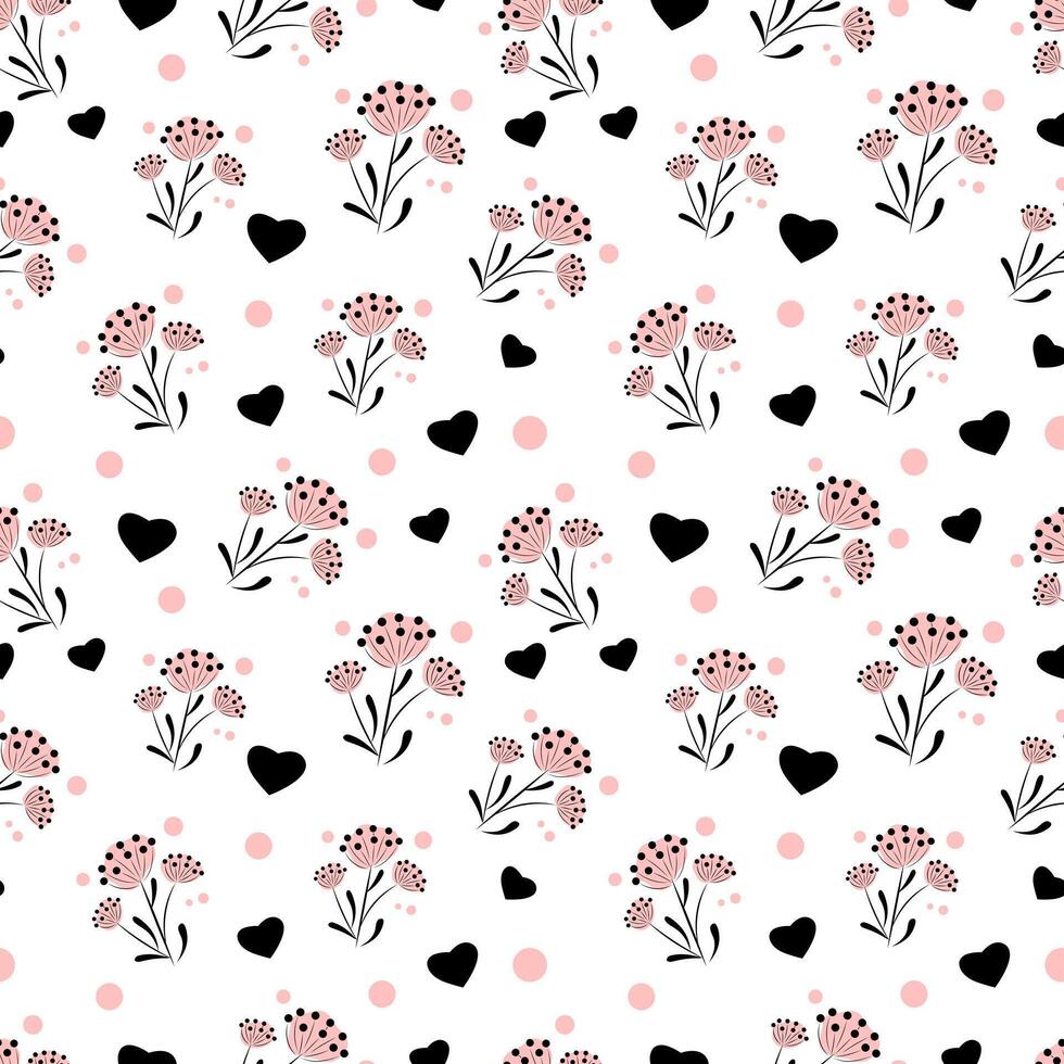 Seamless pattern with flowers on white background vector