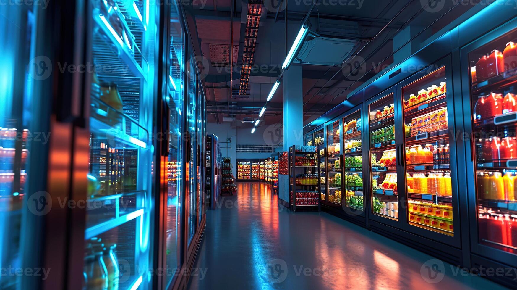 AI generated Generative AI, Temperature-controlled refrigerated storage, cold warehouse, commercial refrigeration equipment photo