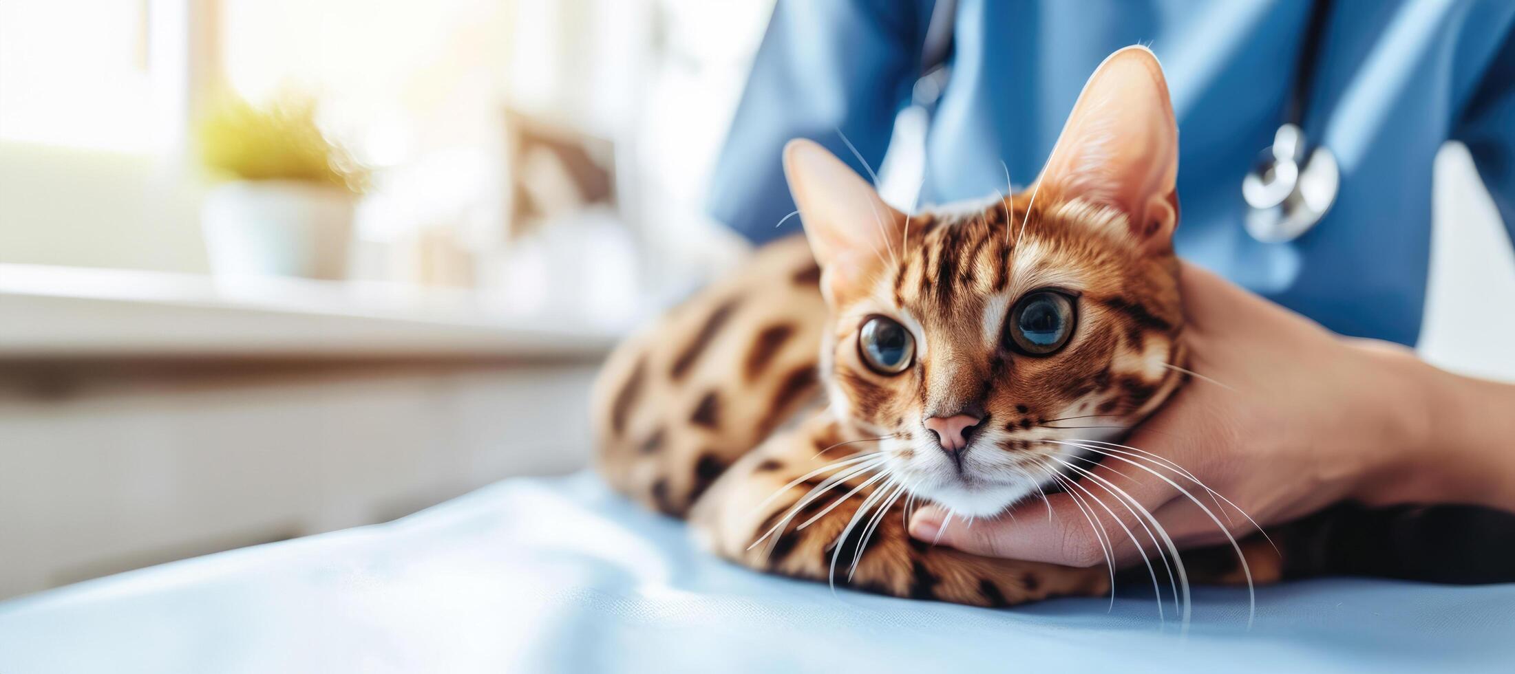 AI generated Generative AI, cute cat being examined by professional veterinarian in vet clinic photo